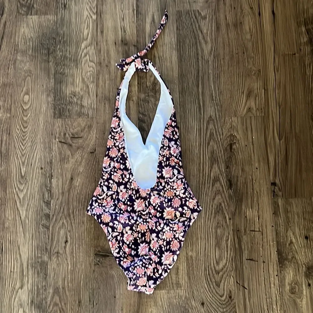 Veronica Beard salis halter floral one piece swimsuit